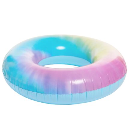 Swim Ring Tie Dye Inflatable Ride On Pool Toy Float - Rideable Blow Up Summer Beach Swimming Pool Toys - Pool Floaties Lounge for Summer